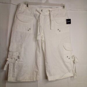 The Limited Drew Bermuda Shorts Women 8 Cargo Ribbon Tie Low Rise Straight White